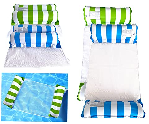 Amaca Gonfiabile,Liuer 2PCS, Acqua, Galleggiante, Pieghevole Letto Lounge Materassino Piscina, Sedia Sdraio da Mare, per Adulti Bambini(Stile Strisce)