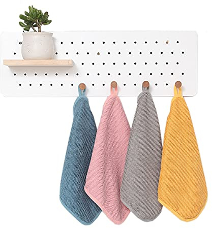 4 asciugamani con occhiello per appendere – piccolo asciugamano da bagno, assorbente e morbido, per bambini, adulti (giallo, grigio, rosa, blu)