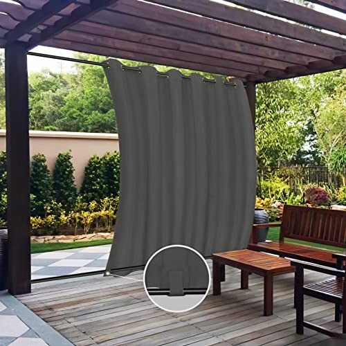Easy-Going Outdoor-Vorhänge, wasserdicht, winddicht, wetterfest, Gardinen Vorhänge mit Schlaufen, Vorhang für Terrasse, Cabana, Veranda, Pergola und Pavillon, Ösen oben, 1 Bahn, 279,4 x 213,4 cm, Grau