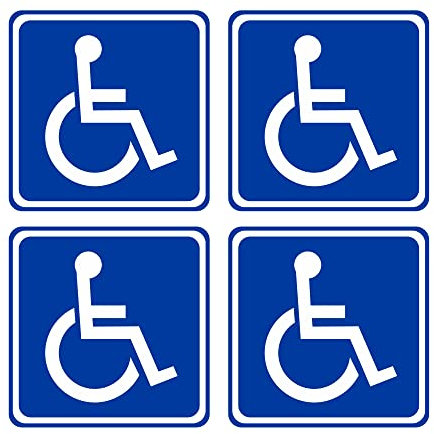 GamesMonkey® - Adesivi Disabili Invalidi Kit - 4 Pezzi - 10x10 cm - Per Uso Esterno e Interno - Auto Van Truck Camion Camper (Kit 4 pezzi - Quadrato)