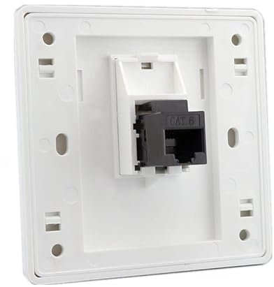 CAT6 Gigabit Network Socket, 86x86mm Ethernet RJ45 LAN Cable Faceplate Networking Port Dual-Pass Socket Box for Ethernet Cable Installation Female To Female Internet Outlet, White (LAN x 1)