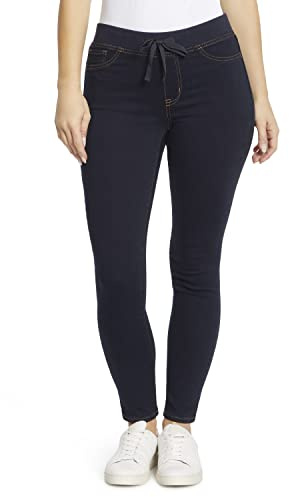 L.e.i. Womens Dorm Pull On Tie Detail Knit Denim Jegging Jeans, Navy Rinse-Legging, X-Large US