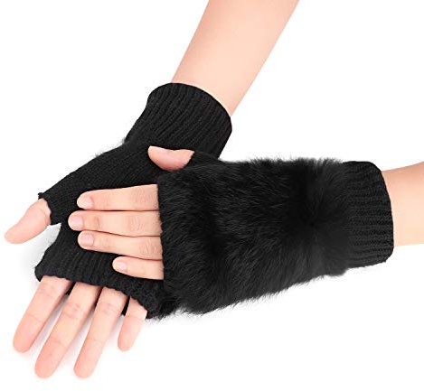 Faxianther Jungen Fingerlose Handschuhe Winter Warme Weich Gestrickte Handschuhe Thermisch Winterhandschuhe Frauen Halbfingerhandschuhe Fell Fäustlinge handschuhe Touchscreen Handschuhe