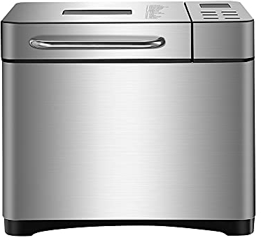 Panificadora de acero inoxidable, 650 W, 19 programas, compartimento automático para ingredientes, para 500 g, 750 g y 1000 g, color plateado