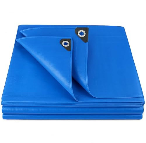 UR CHOICE Blue Tarpaulin 4M x 6M, Heavy Duty Waterproof Sheet, Large Plastic Ground Cover Tarp, Frost Resistant, UV Protected, Weatherproof Tarpaulin Sheet for Camping & Outdoor Use