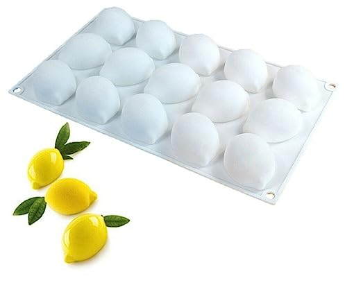 Tsffae 15 Mulden Silikon Obst Backform 3D Zitrone Silikon Kuchen Form Mousse Dessert Formen Eiswürfel Jello Kuchen Schokolade Trüffel Form DIY Backform