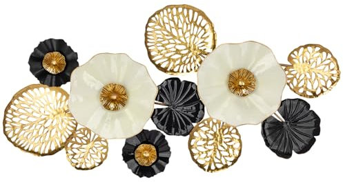 110cm Wandskulpturen Rechteck Wanddekoration Metall Wandschmuck Dekorationen 3D Metallbilder Modernes Kunstwerk für Haus Wohnzimmer Esszimmer Schlafzimmer Küche Korridor, Schwarz-Weiß