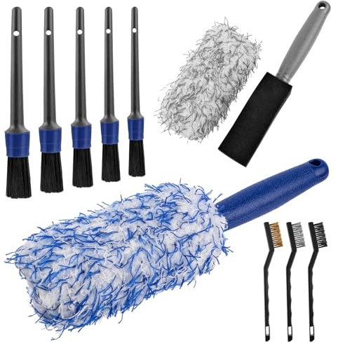 MINISOISO Spazzola Cerchi Auto, 10PCS Microfibra Spazzola Ruote con Detailing Brush,Pennelli Pulizia Auto Kit,Spazzola Pulisci Cerchioni Auto per Cura Cerchioni, Interni, Finestrini, Parti Verniciate