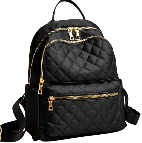 Retoo Rucksack Damen Cityrucksack für Mädchen und Frauen Mittelgroß mit Geräumige und Praktische Taschen Elegant Modern Schulrucksack Rucksack für Reisen Arbeit Wasserdicht Universal Schwarz