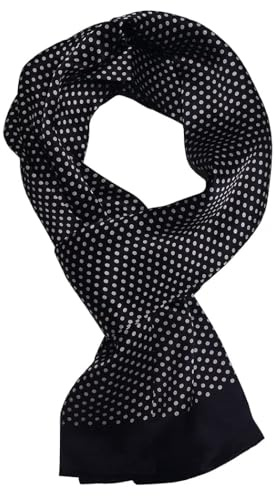 UK_Stone Men 100% Pure Silk Scarf Vintage Classic Pattern Double Layer Printed (#3 black)