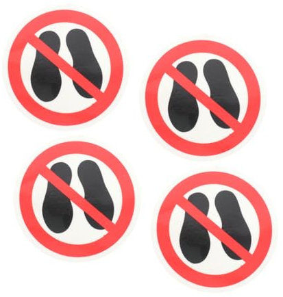 COOPHYA 4pièces Autocollants Interdiction De Marche Warning Stickers Adhésifs Résistants Et Durables Pour Sol Panneaux Sécurité Industriels Et Zones à Risques
