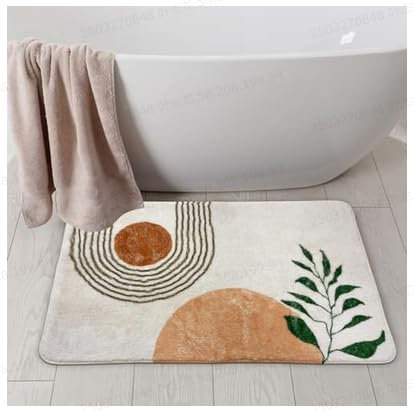 APROPHIC Boho Badezimmerteppich 50x80 cm, Ultra-Feine Mikrofaser Saugfähige Badematte, rutschfest und Waschbar Badteppich, Geeignet für Badezimmer, Duschen und Waschküchen