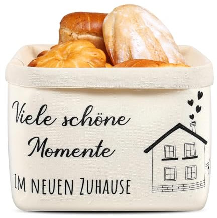 HERKINDNESS Panera, material de lona, cesta de pan moderna, color beige, cesta de pan, gran volumen, cesta para panecillos, regalo de inauguración, ideal para la cocina y picnic al aire libre