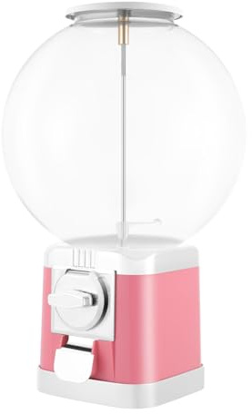 Candy Gumball Vending Machine, 1 Dollar Coin Twister Ball Dispenser, 500 Pieces 1.26 Inch Capsule Vending Machines Gumball Banks for Retail Store (Pink)