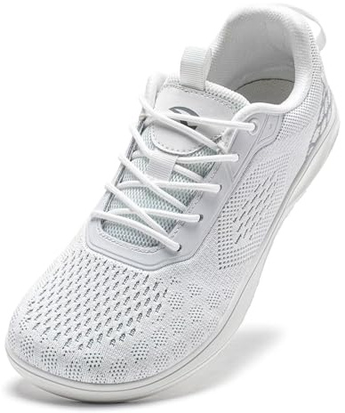 HOBIBEAR Unisex Wide Toe Minimalist Barefoot Shoes Trail Running Shoes（White,UK 10.5）