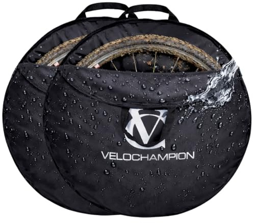 VeloChampion Vattentät cykelhjul väska förvaringsöverdrag | berg, väg, grus eller barn BMX | 650b. 700 c 16 tum 20 tum 24 tum 26 tum 27,5 tum 29 tum cykel hjulset transport resväska (2, liten 40–61 cm