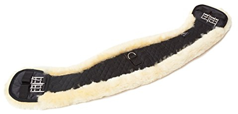 Engel Reitsport | Lammfell Sattelgurt Dressur Kurzgurt Mondgurt MGURT-75-SCH-MED schwarz/med. 30 75cm