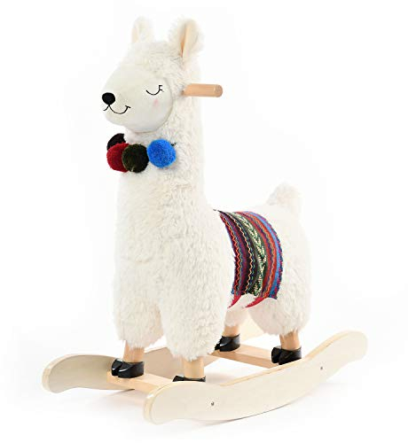 labebe Kinder Schaukelpferd Plüsch, Stofftier Schaukelstuhl Spielzeug, Alpaka Rocker