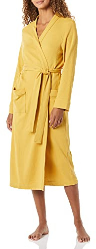 Amazon Essentials Women's Lightweight Waffle Full-Length Robe (Available in Plus Size), Mustard Yellow, L