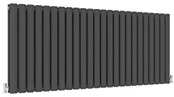 Horizontal Column Anthracite Radiator Oval Double Designer Radiator 600x1416mm Central Heating Interior Design