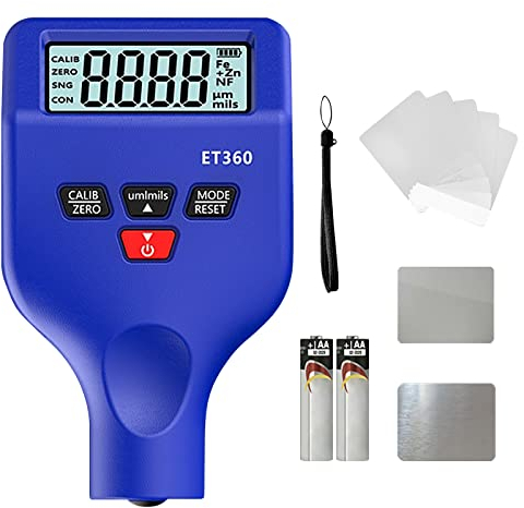 GOLDCHAMP Medidor de Espesor Digital de Revestimiento, 0-1500μm Medidor de Espesor de Pintura Automotriz, Zn/NF/Fe Detección Automática Calibres de Grosor, para Detectar Material/Grosor del Coche