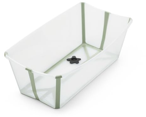 STOKKE® Flexi Bath® - Bañera para bebés, párvulos y niños - Extremadamente ligera y plegable - Color: verde transparente