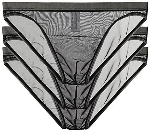 Faringoto Culotte de Bikini en Transparente pour Homme, 3 Noir, M
