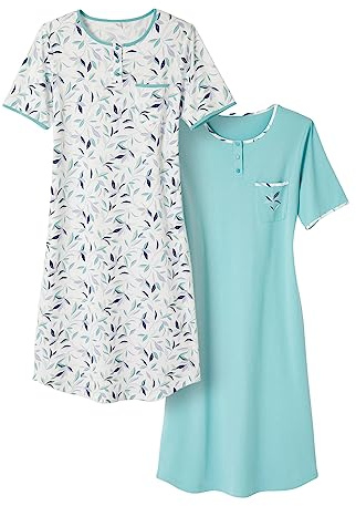 Damart – Lote de 2 Camisas de Noche de Jersey de Algodón Puro Peinado para Mujer, XXL