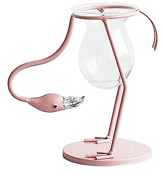 BEIJIALY Flamingo Hydroponic Vase, Pink Desktop Glass Planter, Hydroponic Vases Propagation Stations Vase, Terrarium Plant Pot Tabletop Ornament for Hydroponics Plants Home(C)