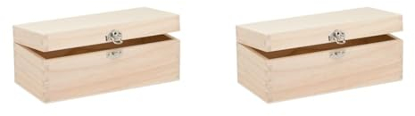 Glorex 6 1682 002 - Holzbox aus Kiefernholz, rechteckig, mit Verschluss, ca. 23 x 11 x 9 cm groß, FSC Mix, zum Bemalen, Bekleben oder Verzieren mit dem Brandmalkolben (Packung mit 2)