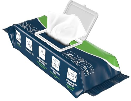 Sensalou Toallitas húmedas XXL para adultos, extragrandes, 23 x 33 cm, 80 unidades