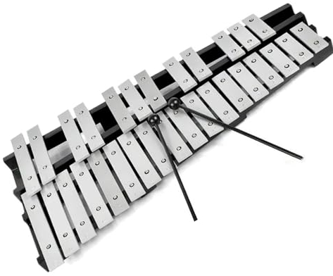 30 Noten faltbare Aluminiumplatte Glockenspiel Xylophon Schlaginstrument (Rahmen, 4 Schlägel)