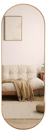 SensaHome Ovaler Wandspiegel - Minimalistisches Design - Metallrahmen - Modern - Ankleidezimmer Spiegel - 50x160CM - Gold
