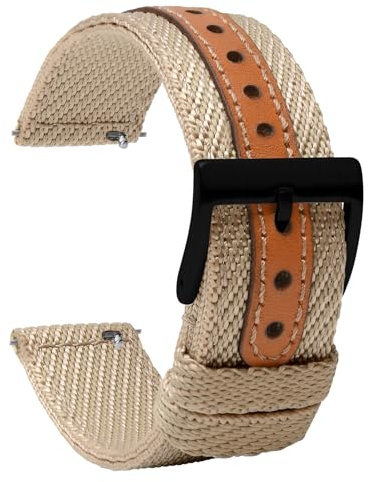 TStrap Bracelet de montre en nylon – Bracelet de montre à dégagement rapide pour homme et femme – Bracelet de montre intelligente en toile de voile douce avec fermoir – 18 mm, 20 mm, 22 mm, 24 mm,