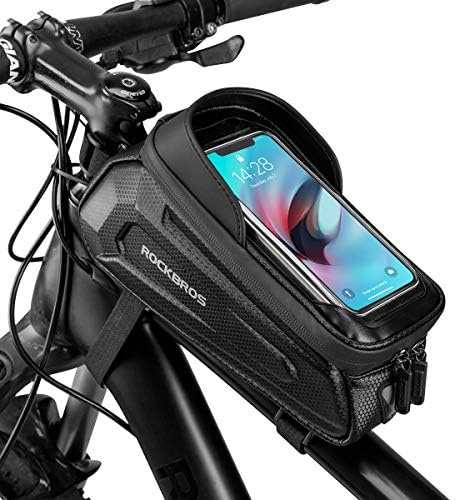 ROCKBROS Fahrrad Rahmentasche Lenkertasche Wasserabweisend Handytasche für Smartphone bis zu 6.4 Zoll mit TPU Sensitivem Touchscreen für Montainbikes, Rennrad, Ebikes