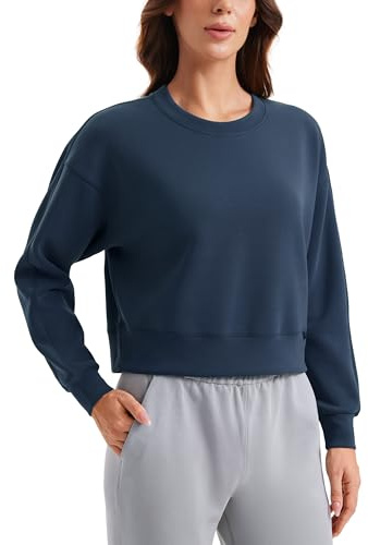 CRZ YOGA SoftAura Rundkrage-tröjor | Persiko-luddig textur, Casual, Avslappnad passform, Pullover, Sweatshirts för kvinnor