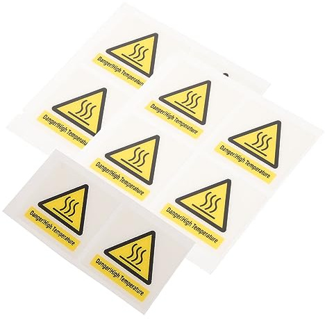 OKUMEYR Etichetta di Avvertenza Alta Temperatura Autoadesiva per Superfici Calde e Attrezzature, 10 Fogli in Materiale PC per Sicurezza di Dipendenti e Visitatori