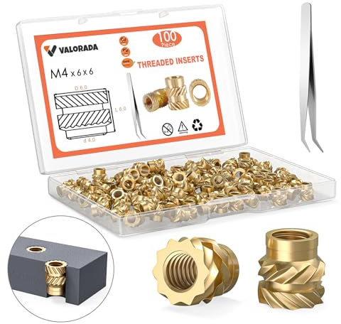M4 Threaded Inserts - 100 Pieces M4x6x6 Brass Heat Set Insert for Plastic Parts - Metric knurled Nuts - Insert by Heat into 3D Printing Components