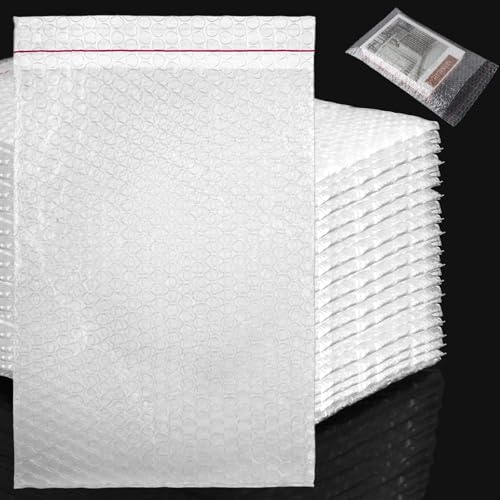 LOLYSIC 50 Stück Selbstklebende Luftpolsterbeutel 20 x 30CM, Bubble Wrap Bags, Luftpolstertaschen, Luftpolsterumschläge Verpackungsmaterial für Umzug und Versand, Stoßfeste Polsterung