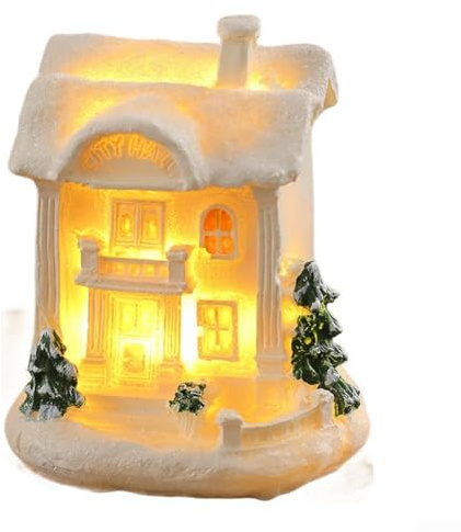 Ensemble de village de Noël à DEL alimenté par piles avec figurines pour décoration de vacances en intérieur, parfait pour cheminées, entrées et tables à manger (302 et A)