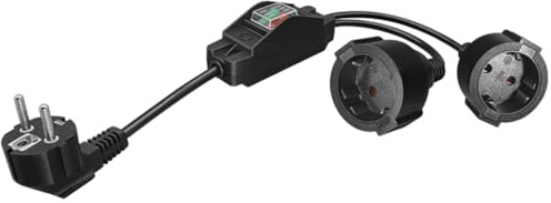 Strhowill Tysk strömadapter Y-fördelare med på/av-knapp, europeisk Schuko-adapter med dubbeluttag och 90-graders kontakt. Lämplig för hushåll, kök och kontor (svart, 16 A/250 V, 30 cm)