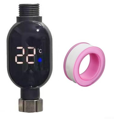 Termometro impermeabile per rubinetto con display digitale per temperatura intelligente, 106 x 45 mm, termometro a LED per doccia con indicatore colorato per uso in bagno, genitori e bambini