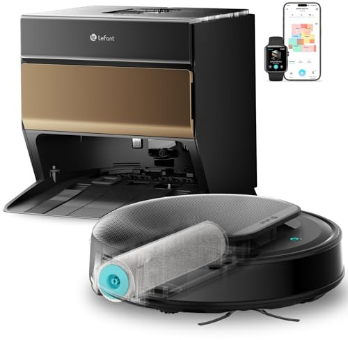 Lefant M5 Pro Robot Aspirapolvere Lavapavimenti con Mappatura, 18000Pa, Rullo Lavapavimenti 20 cm, Zero-Groviglio, Lavaggio Rullo 75 °C, dToF + PSD 2.0, App/Alexa, Champagne