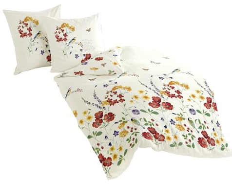 Bierbaum, Set Biancheria da Letto in Raso di Cotone MAKO, Multicolore (Mehrfarbig), 200 cm x 200 cm