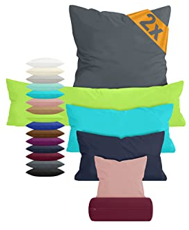 npluseins 2er Pack Baumwoll Kissenbezug - Jersey - viele Farben 1331.1812, ca. 40 x 145 cm, anthrazit