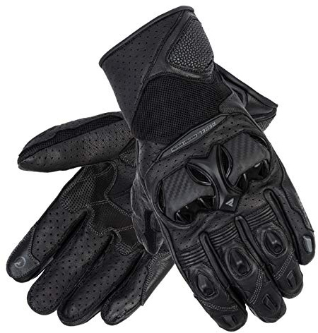 REBELHORN Flux II Guantes de Cuero para Motocicleta para Hombres Piel de Cabra Paneles SAS-Tec y Superfabric Ventilación Almohadillas amigables con la Pantalla táctil
