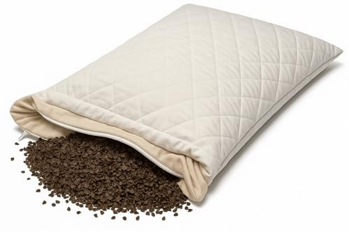 GIRAFFENLAND Ekologisk bovetekudde 40 x 60 cm quiltad vara vit – sovkudde med ekologiskt bovete + med ekologisk inlett