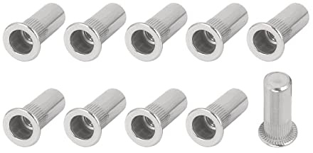 METALLIXITY Sealed Rivet Nuts (M5) 20Pcs, 304 Stainless Steel Blind Closed End Threaded Insert Nuts - for Furniture Mechanical Fasteners, Silver Tone