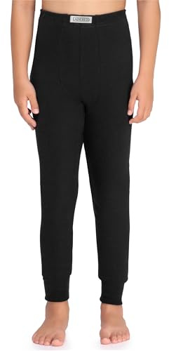 Ladeheid Thermounterhose Kinder Termo warm und bequem Lange Unterhosen Jungen aus Baumwolle Knöchellänge für Winter und kalte Tage Alltag Schule Outdoor LA40-248 (Schwarz, 164)