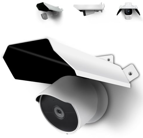 Universal Security Camera Cover - Sun Rain Shield, Waterproof Protective Roof for Outdoor Dome, Bullet Cameras (White Aluminium)